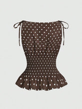 Load image into Gallery viewer, Vintage Polka Dot Satin Top with Bow Detail
