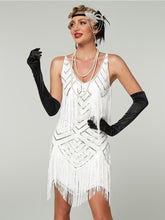 Load image into Gallery viewer, Women's 1920s Flapper Dress Gatsby Costume Red Sequined Tiered Fringe Party Dress