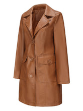 Load image into Gallery viewer, Vintage 90s Women's Burgundy Red Faux Leather Trench Long Pu Coat with Pockets