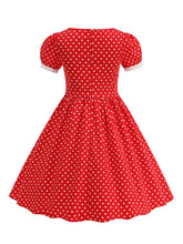 Load image into Gallery viewer, Kids Little Girls' Dress Square Neck Polka Dots Puff Sleeve Cotton 1950S Vintage Dress