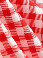 Load image into Gallery viewer, 1950s Vintage Red Gingham One-Shoulder Crop Top and Swing Skirt Two-Piece Set - Retro Picnic Outfit