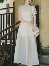 Load image into Gallery viewer, Cream Vintage Victorian Lace Maxi Dress