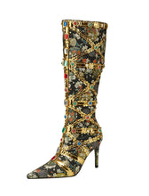Load image into Gallery viewer, 10CM Luxury Embroidered Chunky High Heel Platform Boots Vintage Shoes