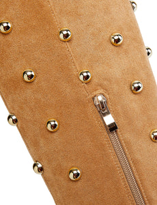 Yellow High Heel Pointed Toes Luxury Rivet Boots Shoes