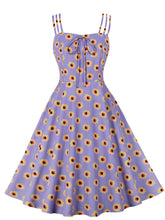 Load image into Gallery viewer, Purple Daisy 1950S Vintage Spaghetti Strap Dress
