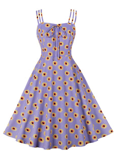 Purple Daisy 1950S Vintage Spaghetti Strap Dress
