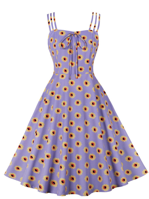 Purple Daisy 1950S Vintage Spaghetti Strap Dress