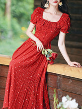 Load image into Gallery viewer, 1950S Vintage Red Polka Dots Square Collar Swing Dress