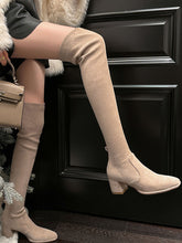 Load image into Gallery viewer, Women‘s Chunky Heel Suede Knee High Boots