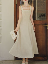 Load image into Gallery viewer, Apricot Linen Slip Dress with Crew Neck Coat