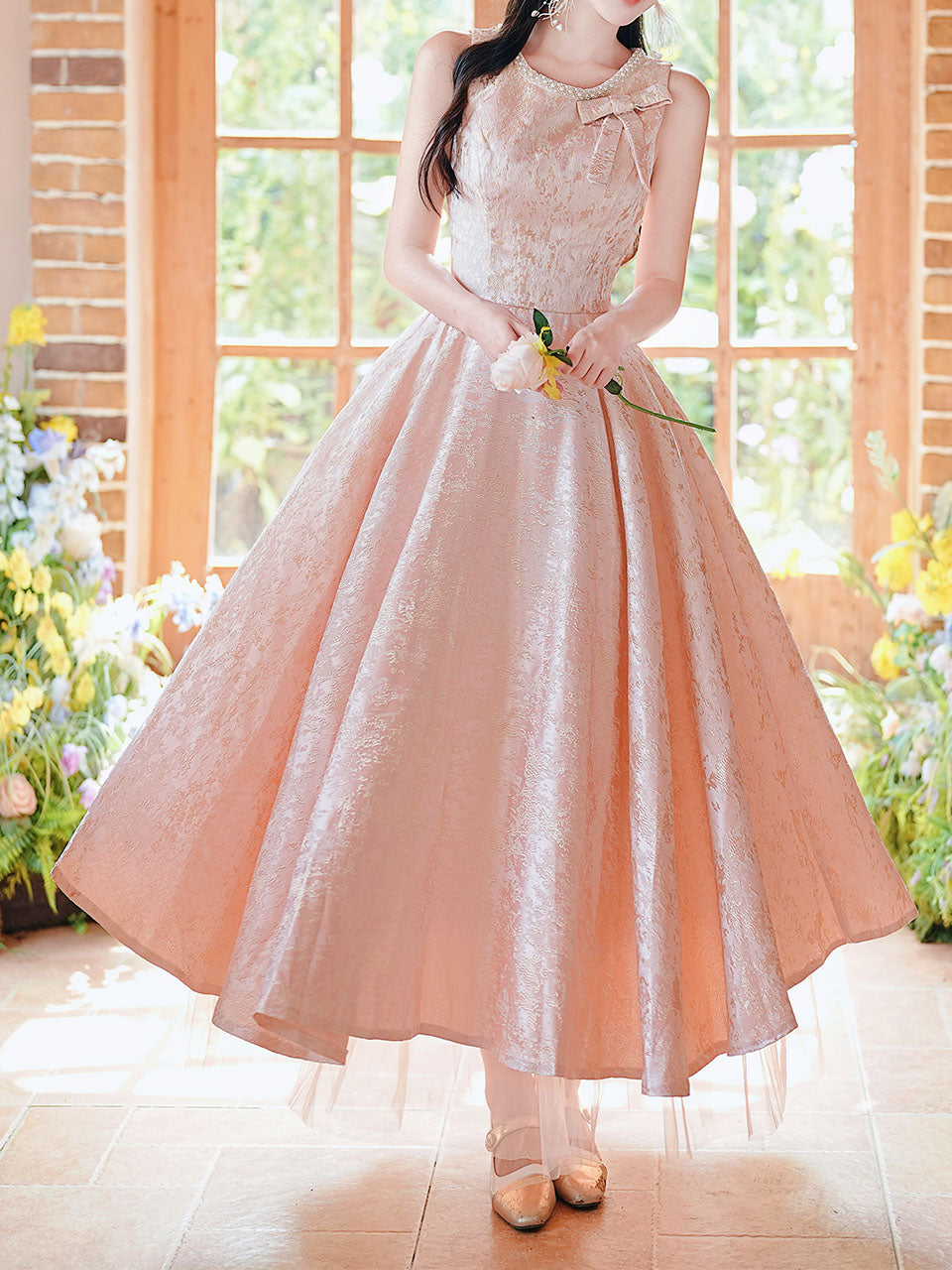 pink and gold midi dress Rose Gold Oasis Metallic V Neck Pleated Midi Dress