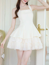 Load image into Gallery viewer, White Lace Ruffle Balletcore Midi Prom Dress