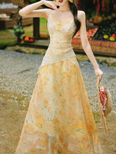 Load image into Gallery viewer, Romantic Yellow Floral Lace Tulle Maxi Dress and Knit Cardigan Set