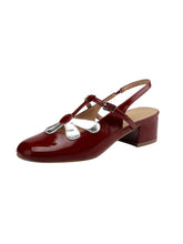 Load image into Gallery viewer, Women&#39;s  Round Toe Daisy Chunky Heel Sandals Leather Vintage Shoes