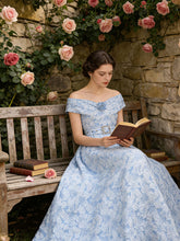 Load image into Gallery viewer, Lavender 3D Rose Vintage Pleated V-Neck Swing Dress