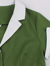 Load image into Gallery viewer, Green V Neck Short Sleeve 1950S Vintage Swing Dress