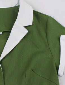 Green V Neck Short Sleeve 1950S Vintage Swing Dress