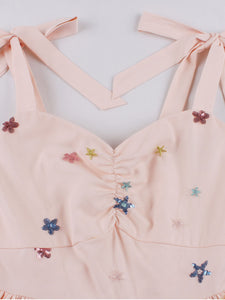 Star Embroidered 1950s Vintage Swing Dress