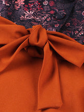 Load image into Gallery viewer, 1950s Brown Floral Print Plaid 3/4 Sleeve Vintage Swing Dress With Pocket