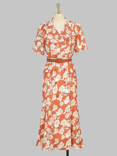Load image into Gallery viewer, Orange Ruffles V Neck Puff Sleeve Princess Mermaid 1960S Dress