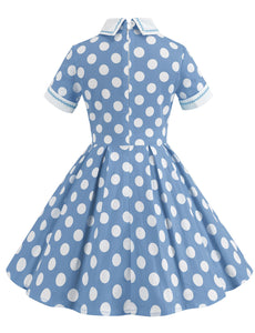 Kids Little Girls' Dress Polka Dots Peter Pan Collar 1950S Dress With Pockets