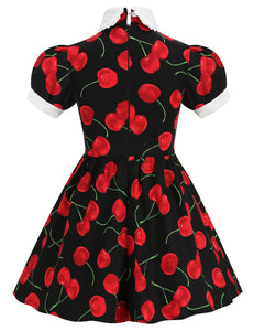 Kids Little Girls' Dress Cherry Peter Pan Collar 1950S Dress With Pockets