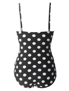 V Neck Polka Dots Retro Style One Piece Trigonal Bikini For Beach