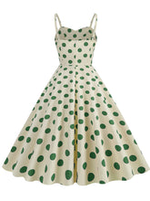 Load image into Gallery viewer, Green Polka Dots Vintage Strap Backless 1950S Vintage Dress
