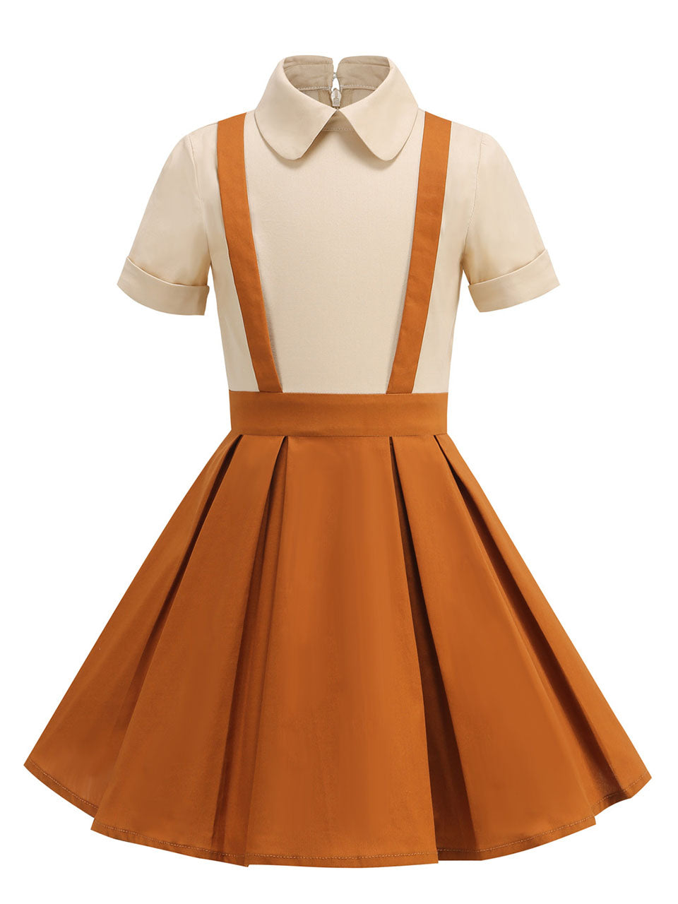 Kids Little Girls' Dress Brown Peter Pan Collar 1950S Suspender Dress, Brown / 9-10 Years Kids Little Girls' Dress Brown Peter Pan Collar 1950S Suspender Dress, Brown / 9-10 Years