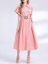 Load image into Gallery viewer, Pink Short Sleeve Classic 1950S Vintage Shirt Dress