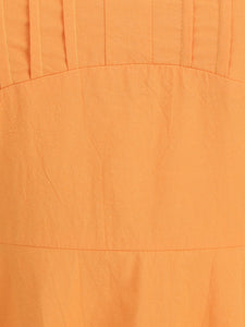 Orange Square Collar Puff Sleeve 1950S Cotton Dress