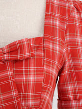 Load image into Gallery viewer, Green Square Bow Collar Plaid Short Sleeve 1950S Cotton Dress