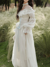 Load image into Gallery viewer, White Victorian Style Off-Shoulder Lace Corset Wedding Gown Wedding Maxi Dress