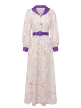 Load image into Gallery viewer, Red Floral Print Vintage Beaded Maxi Dress