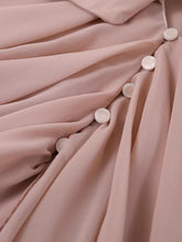 Load image into Gallery viewer, Pink Flowy Chiffon Maxi Dress with Oversized Bow Collar and Elegant Puff Sleeves