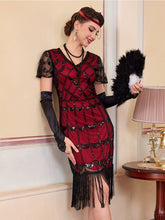 Load image into Gallery viewer, Women's 1920s Flapper Dress Gatsby Costume Sequined Fringed Cocktail Party Dress