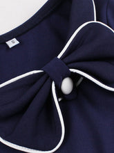 Load image into Gallery viewer, Navy Peter Pan Bowknot 1950s Vintage Dress with Belt