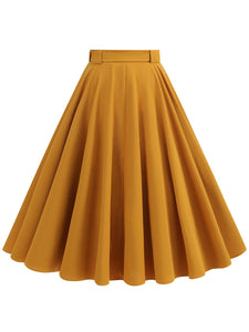 1950s Red High Waist Pleated Swing Vintage Skirt with Belt
