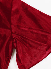 Load image into Gallery viewer, Christmas Green V Neck Velvet 1950S Vintage Swing Dress