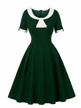Load image into Gallery viewer, Christmas Green Peter Pan Collar 1950s Swing Vintage Dress