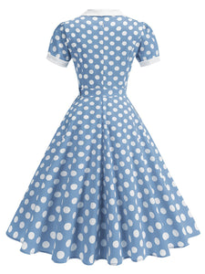 Red Polka Dots Short Sleeve 1950s Vintage Dress