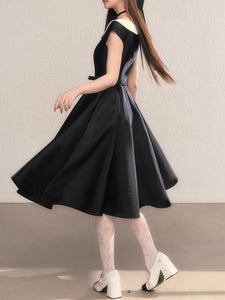 Peter Pan Collar Vintage Cap Sleeve Little Black Dress
