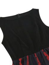 Load image into Gallery viewer, Christmas Red and Black Crew Neck Swing 1950S Vintage Dress