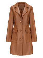 Load image into Gallery viewer, Vintage 90s Women's Burgundy Red Faux Leather Trench Long Pu Coat with Pockets
