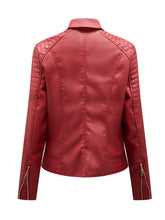 Load image into Gallery viewer, Women's Yellow PU Leather Motorcycle Coat with Zipper Pockets Moto Biker Jacket