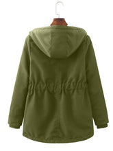 Load image into Gallery viewer, Women's Navy Blue Fleece Lined Hooded Parka Jacket and Warm Winter Coat Heavyweight Windbreaker with Pockets