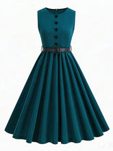 Load image into Gallery viewer, 1950s Vintage Lime Green Sleeveless Belted Swing Dress