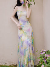 Load image into Gallery viewer, 2PS Rainbow Spaghetti Strap 1950S Vintage Dress With Long Sleeve Cardigan