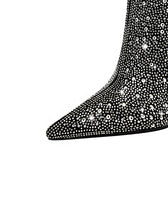 Load image into Gallery viewer, Black High Heel Pointed Toes Luxury Bling Rhinestone Boots Shoes