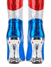 Load image into Gallery viewer, Blue High Heel Pointed Toes Metallic Leather Boots Shoes